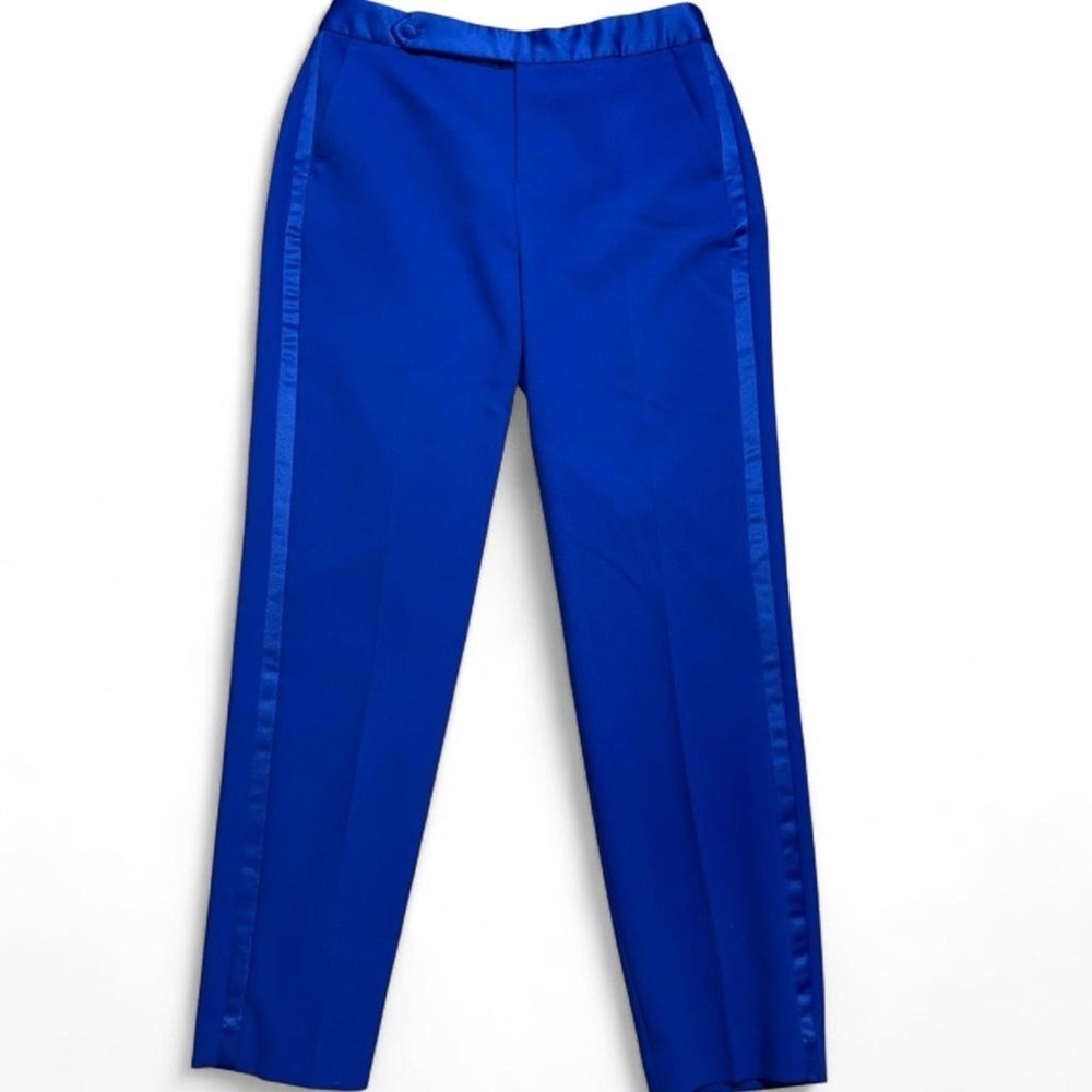 Zara Cobalt Blue Satin Stripe Tailored Dress Pants Tuxedo Style Size M